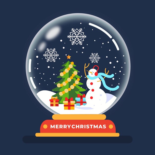 Globo de bola de nieve de navidad de diseño plano