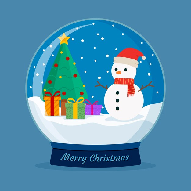 Globo de bola de nieve de navidad de diseño plano