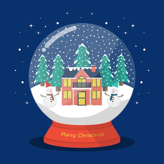 Globo de bola de nieve de navidad de diseño plano