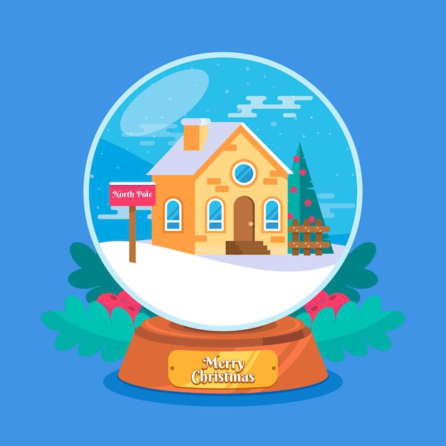 Globo de bola de nieve de navidad de diseño plano