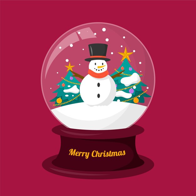 Globo de bola de nieve de navidad de diseño plano