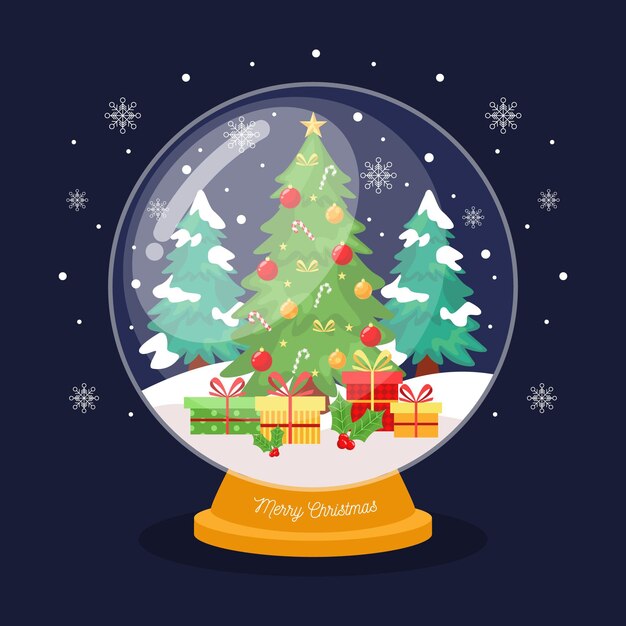 Globo de bola de nieve de navidad de diseño plano
