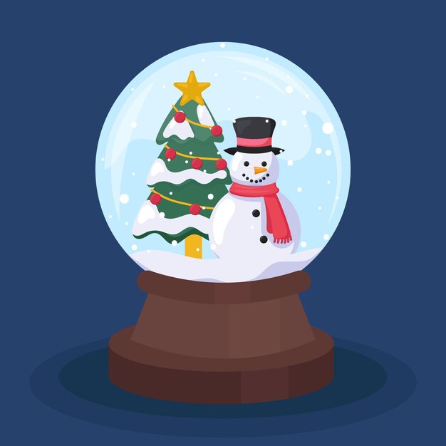 Globo de bola de nieve de navidad de diseño plano