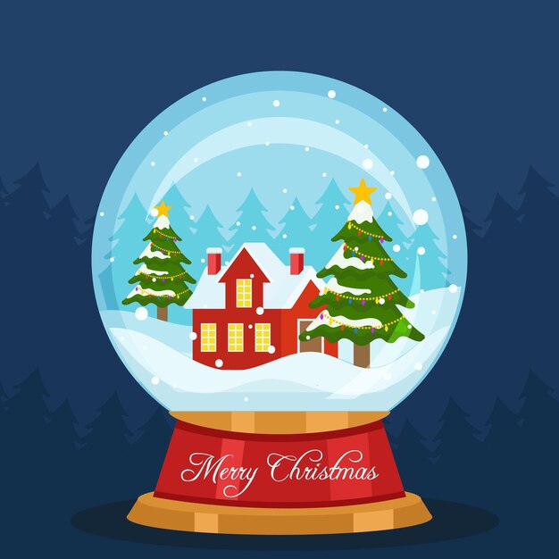 Globo de bola de nieve de navidad de diseño plano