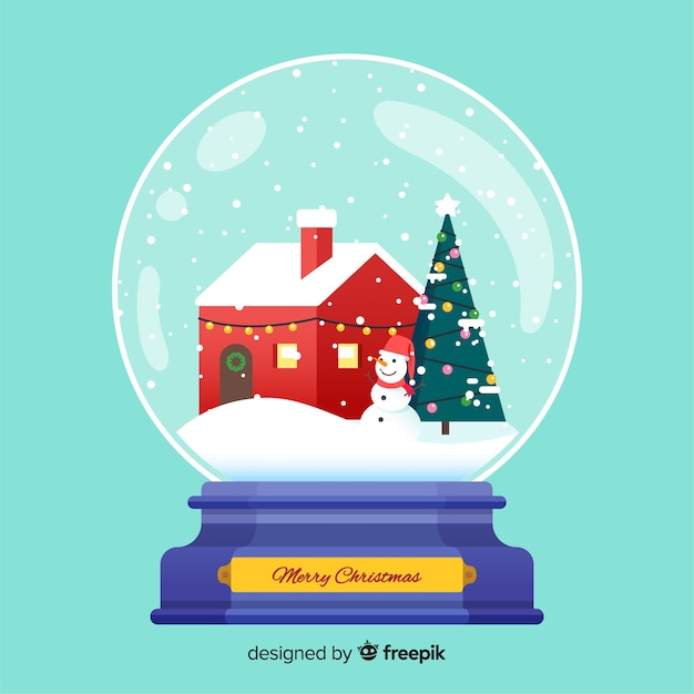 Globo de bola de nieve de Navidad plana