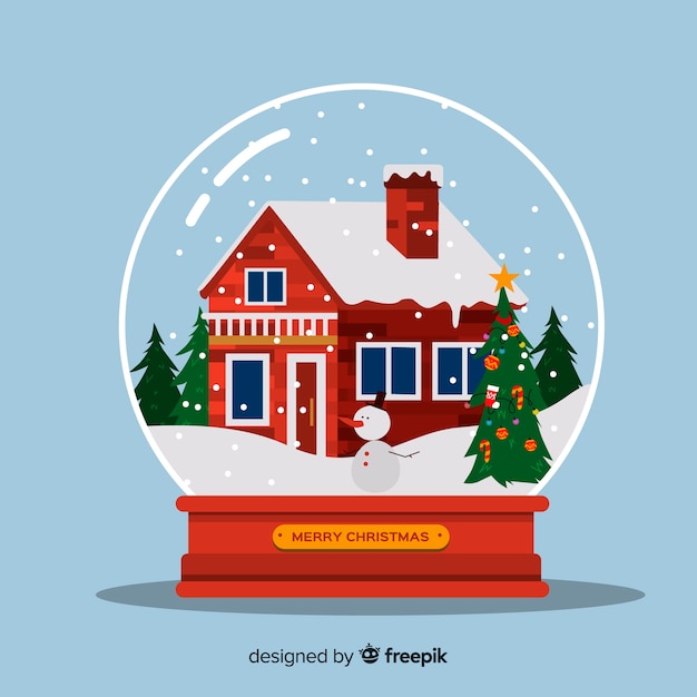 Globo de bola de nieve de Navidad plana