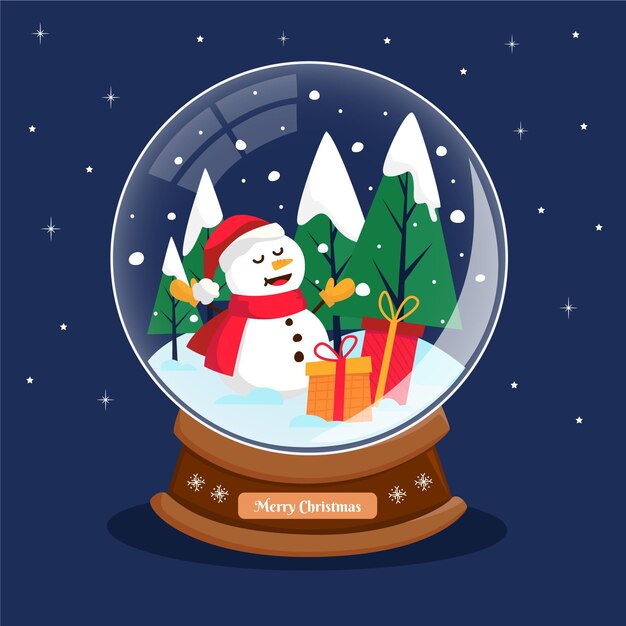 Globo de bola de nieve de Navidad plana