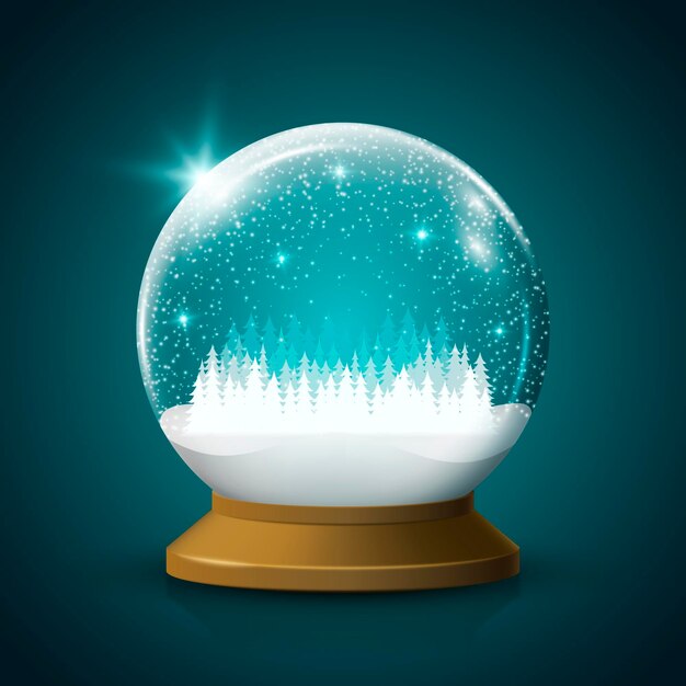 Globo de bola de nieve de navidad realista
