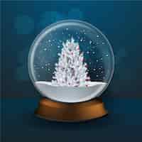 Vector gratuito globo de bola de nieve de navidad realista