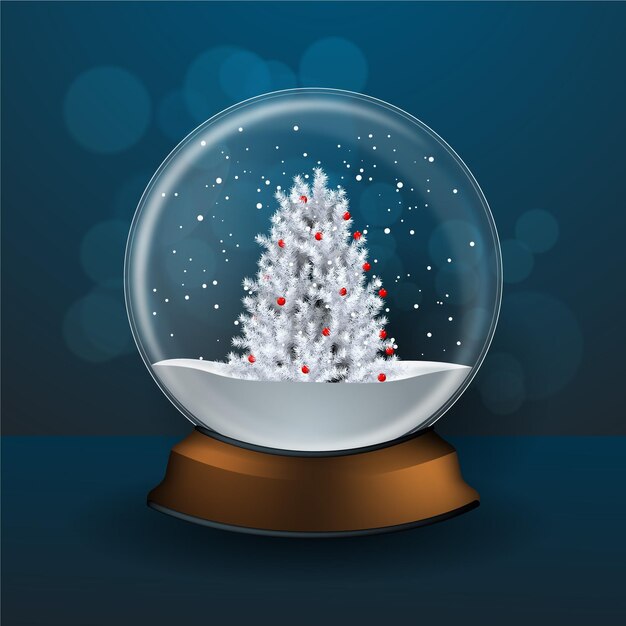 Globo de bola de nieve de navidad realista