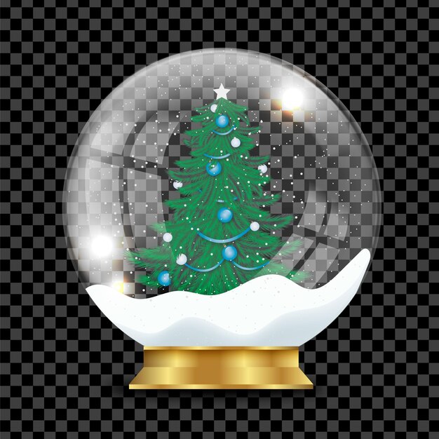 Vector gratuito globo de bola de nieve de navidad realista