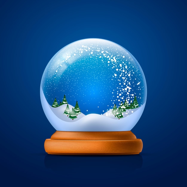 Globo de bola de nieve de navidad realista