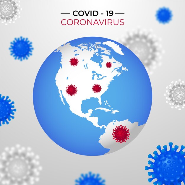 Globo de coronavirus con continentes infectados por virus
