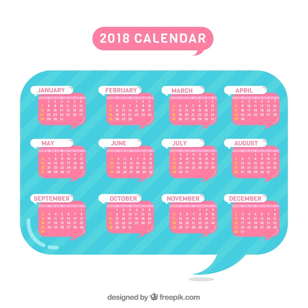 Globo de diálogo con calendario 2018