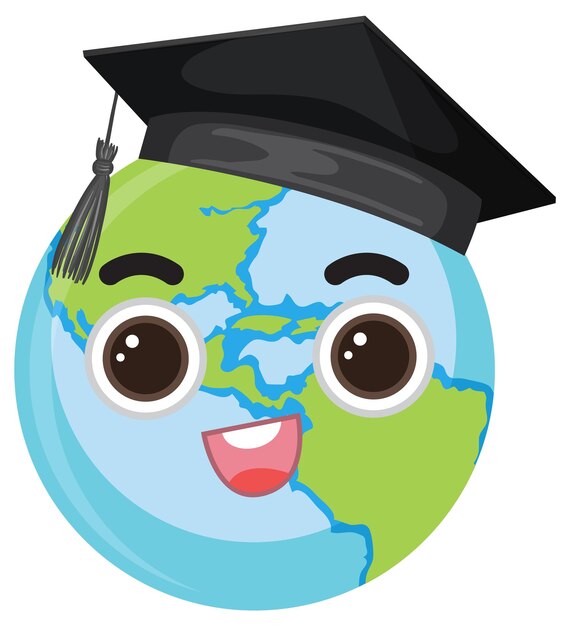 Globo de dibujos animados con sombrero de graduación