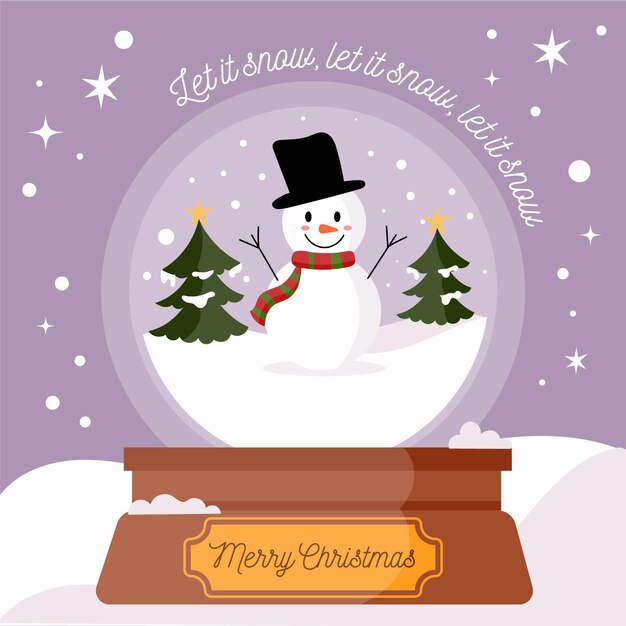 Globo navideño de bola de nieve en diseño plano