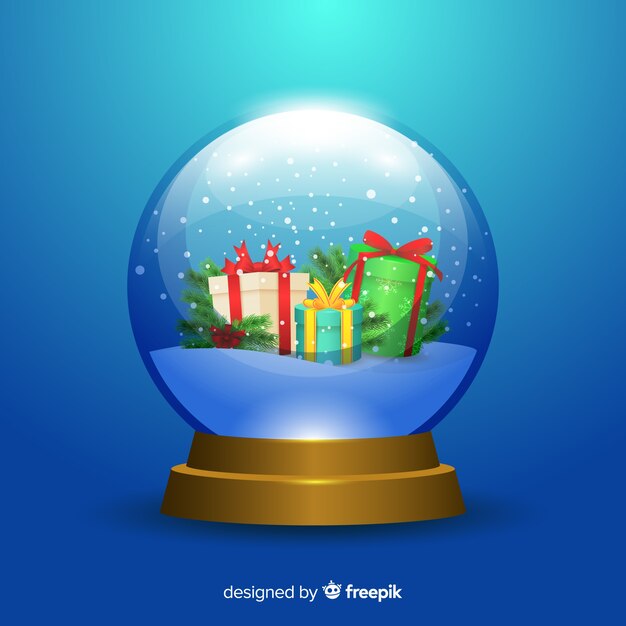 Globo realista de bola de nieve de navidad