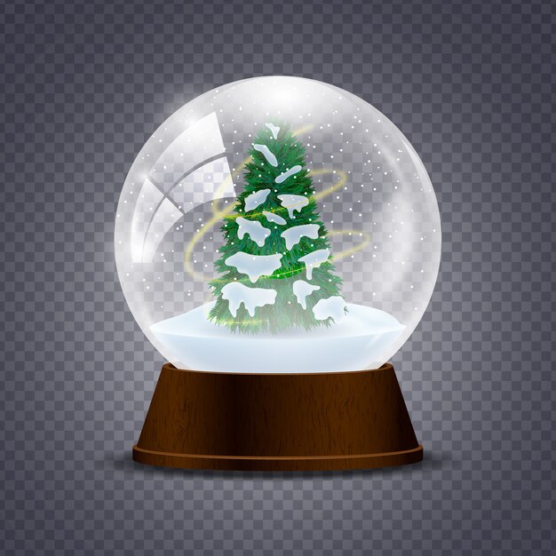 Globo realista de bola de nieve de navidad