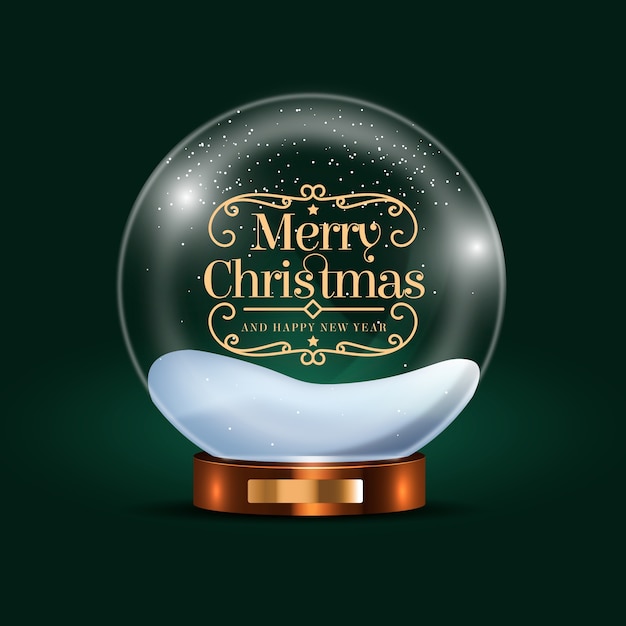 Vector gratuito globo realista de bola de nieve de navidad