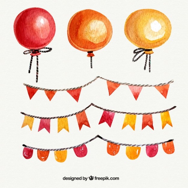 Globos de acuarela con guirnaldas