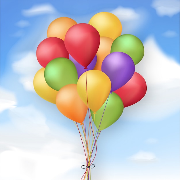 Vector gratuito globos de colores realistas