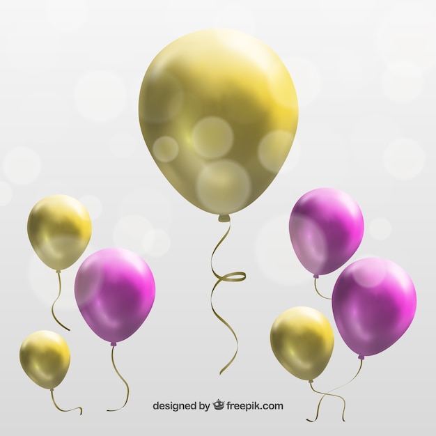 Vector gratuito globos en colores rosa y dorado