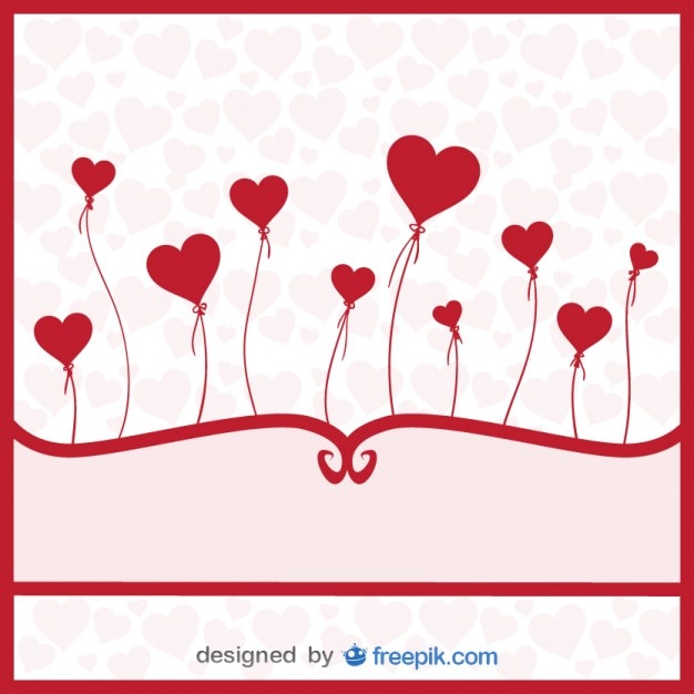 Vector gratuito globos corazones vector - tarjeta de amor