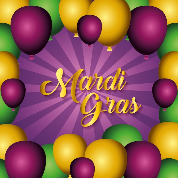 Vector gratuito globos de fiesta para decoración de mardi gras