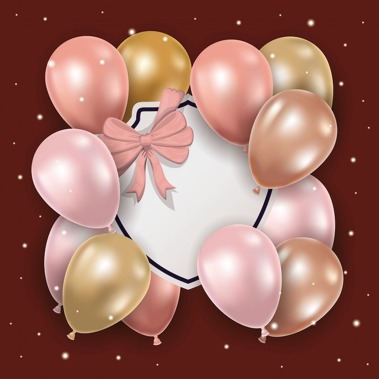 Vector gratuito globos con pajarita y etiqueta.