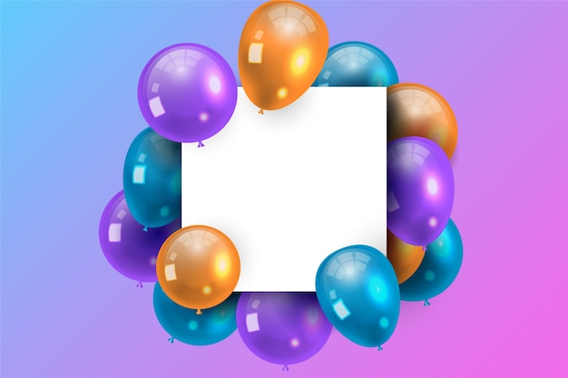 Vector gratuito globos realistas con banner en blanco