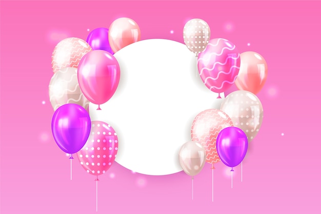 Globos realistas con banner en blanco