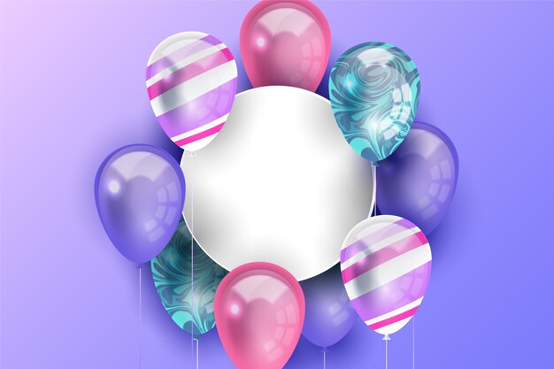 Globos realistas con banner en blanco