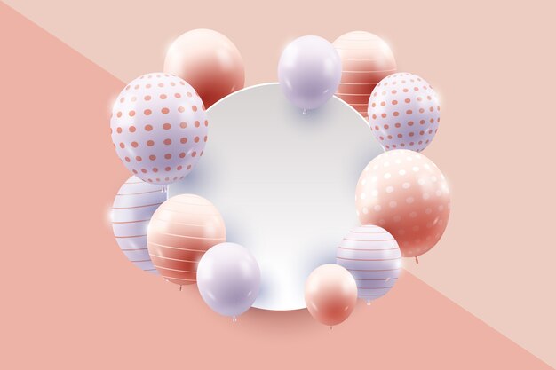 Globos realistas con tema de banner en blanco