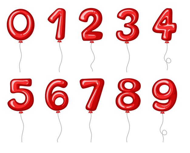 Globos rojos en forma de números