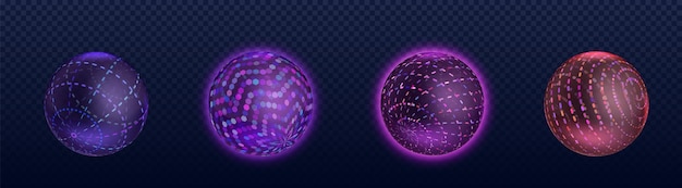 Globos tecnológicos 3D en un fondo transparente