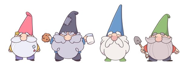 Gnomos de jardín en un fondo blanco