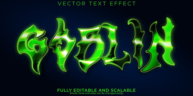 Vector gratuito goblin anime efecto de texto manga editable y estilo de texto japonés