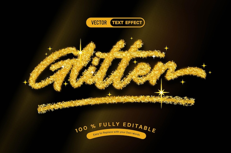 Vector gratuito gold glitter style text effect