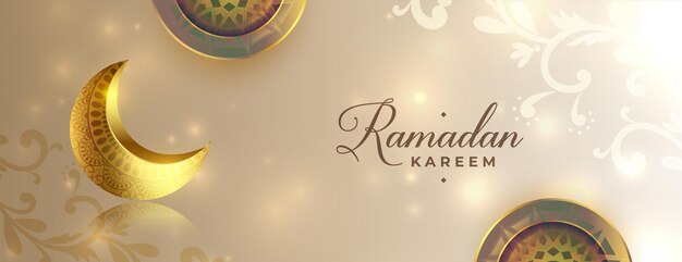 Vector gratuito golden ramadan eid moon con decoración islámica árabe