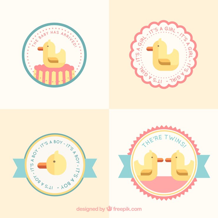 Vector gratuito goma lindo conjunto de etiquetas de pato