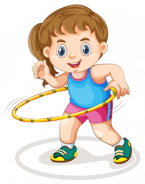 Niña Jugando Con Hula Hoop Aislado Sobre Fondo Blanco Fotos, retratos,  imágenes y fotografía de archivo libres de derecho. Image 8130613