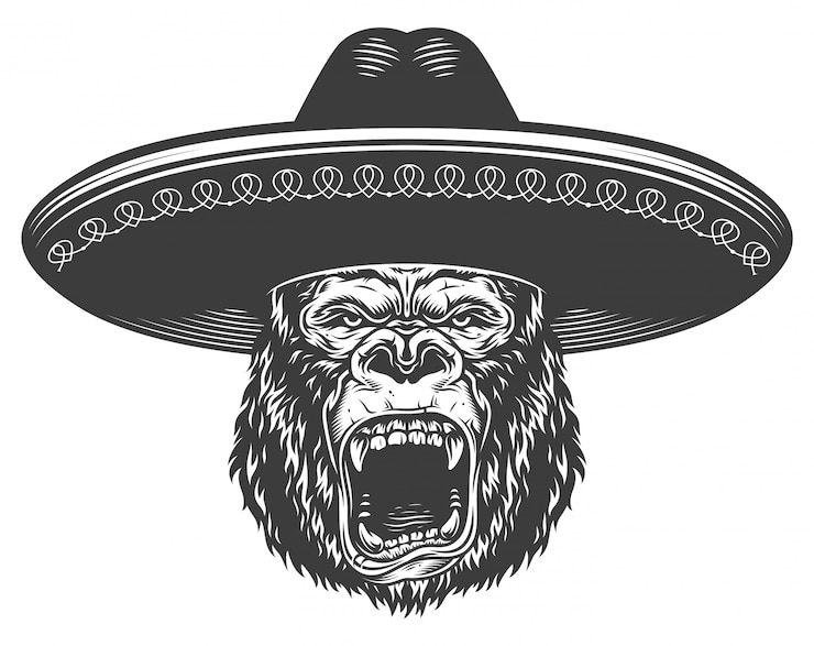 Vector gratuito gorila enojado en estilo monocromo