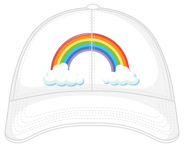 Una gorra blanca con un patrón de arcoíris.