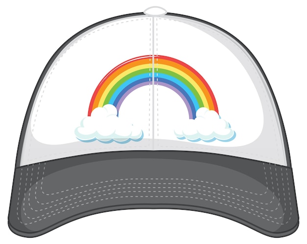 Una gorra gris con un patrón de arcoíris.