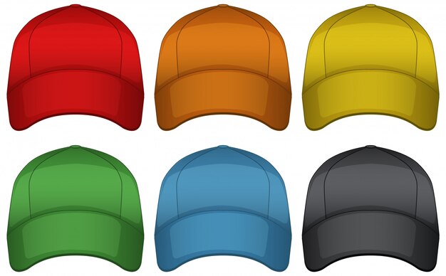 Gorras en seis colores diferentes.
