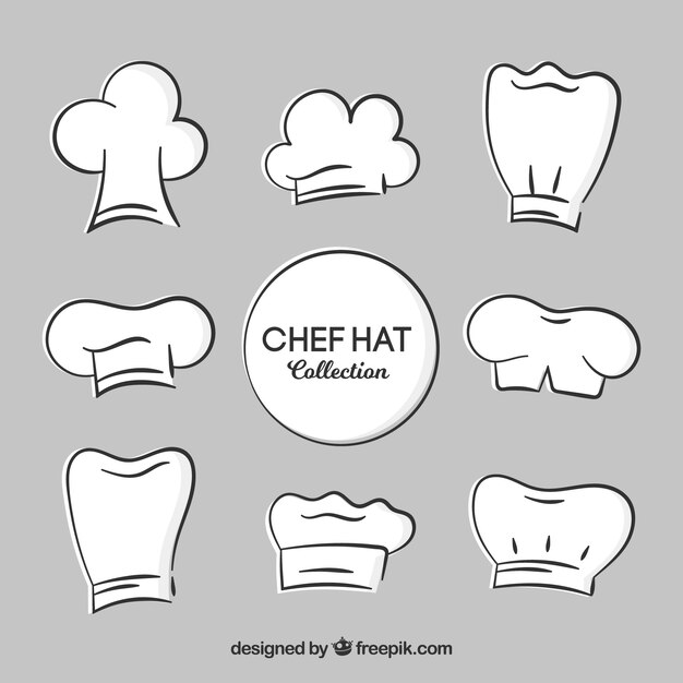 Gorros de cocinero dibujados a mano decorativos