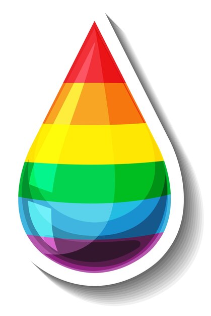 Gota de agua de arco iris aislada sobre fondo blanco
