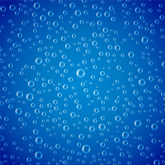 Vector gratuito gota de lluvia o burbujas de agua fondo azul