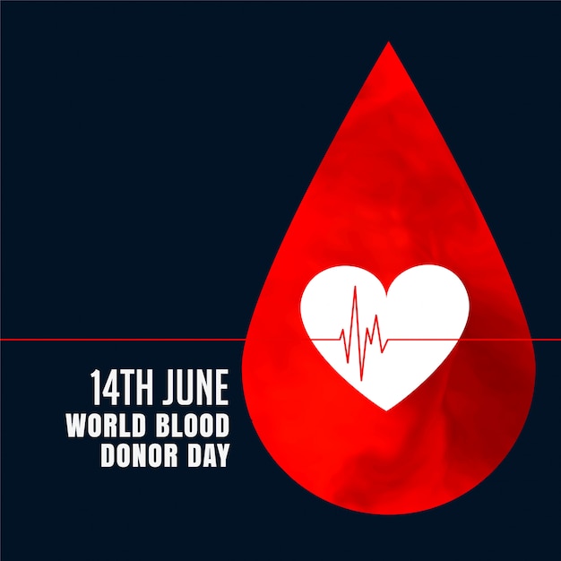 Vector gratuito gota de sangre roja con el fondo del concepto de corazón