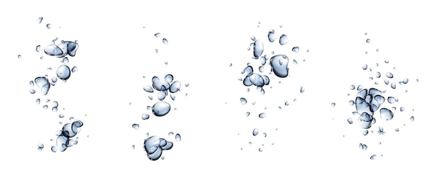 Vector gratuito gotas de agua burbujas de aire bajo el agua en refrescos aislados en fondo blanco efecto salpicadura en burbujas de gas de agua en acuario marino vector ilustración realista